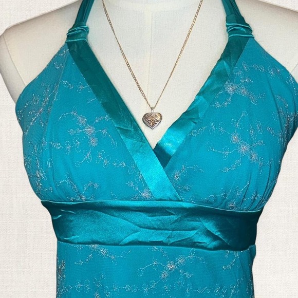 Vintage Y2K Le Château Teal Halter Slip Dress Size M Description - Picture 3 of 7